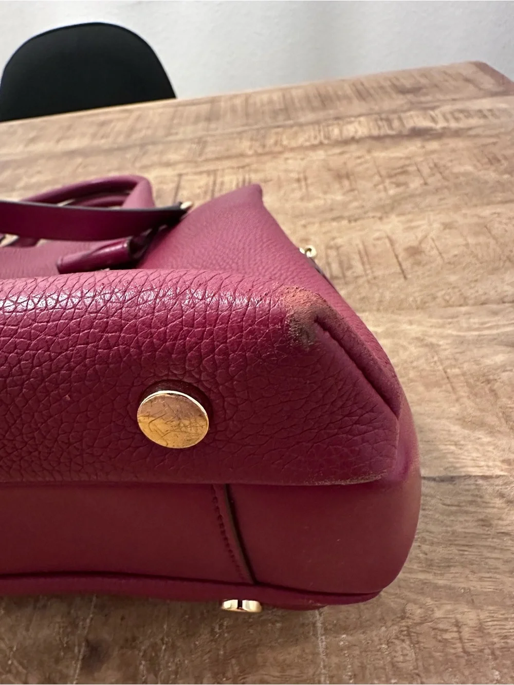 Michael Kors Burgundy Pebbled Leather Satchel Crossbody Tote Bag Gold‎ Hardware